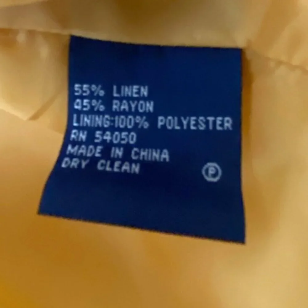 Evan Picone Blazer Jacket Women's Sz 8 Mustard‎ Yellow 3/4 Sleeves Linen Blend
